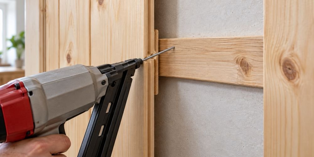 clavado ciego de friso sobre rastrel de madera